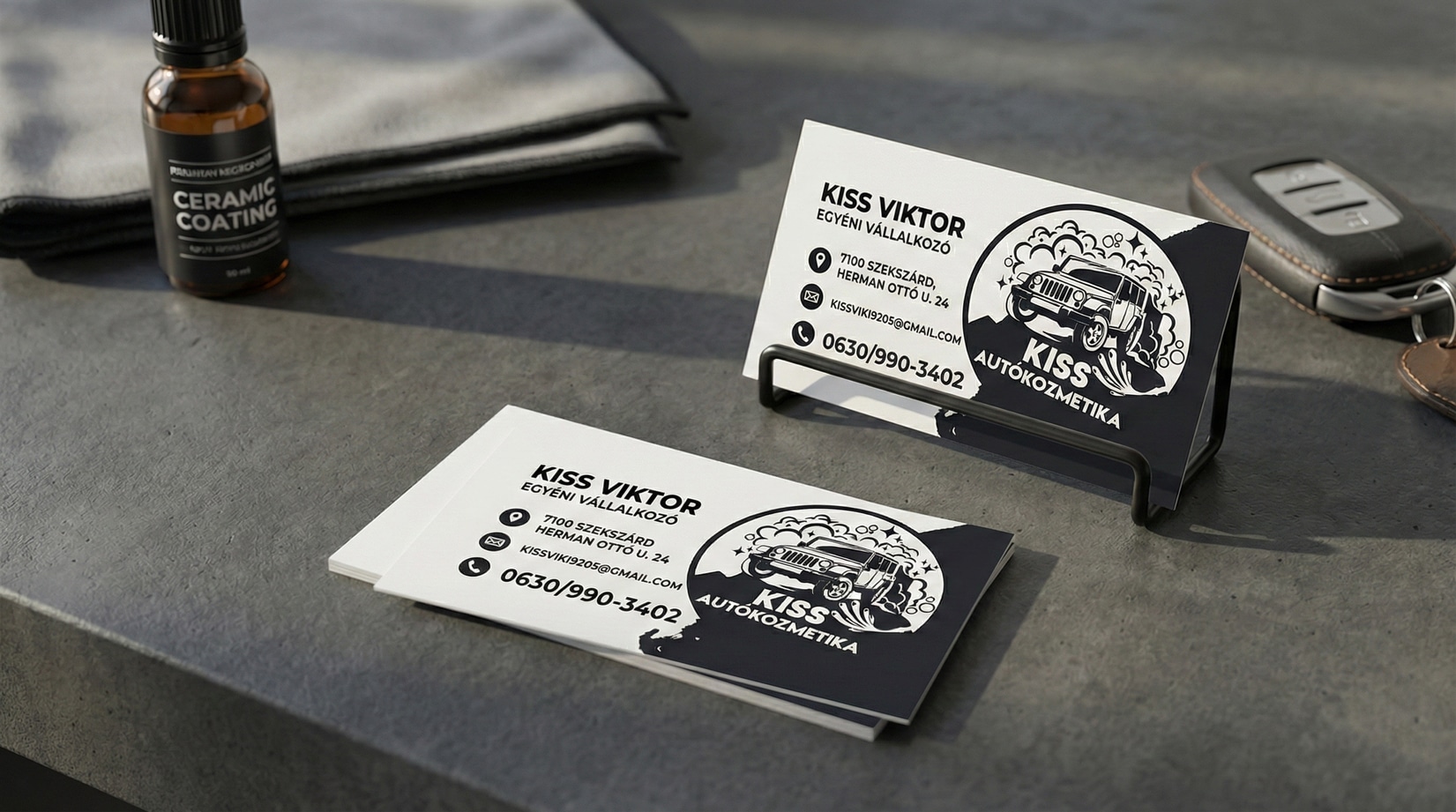 Kiss Viktor autókozmetika névjegykártya