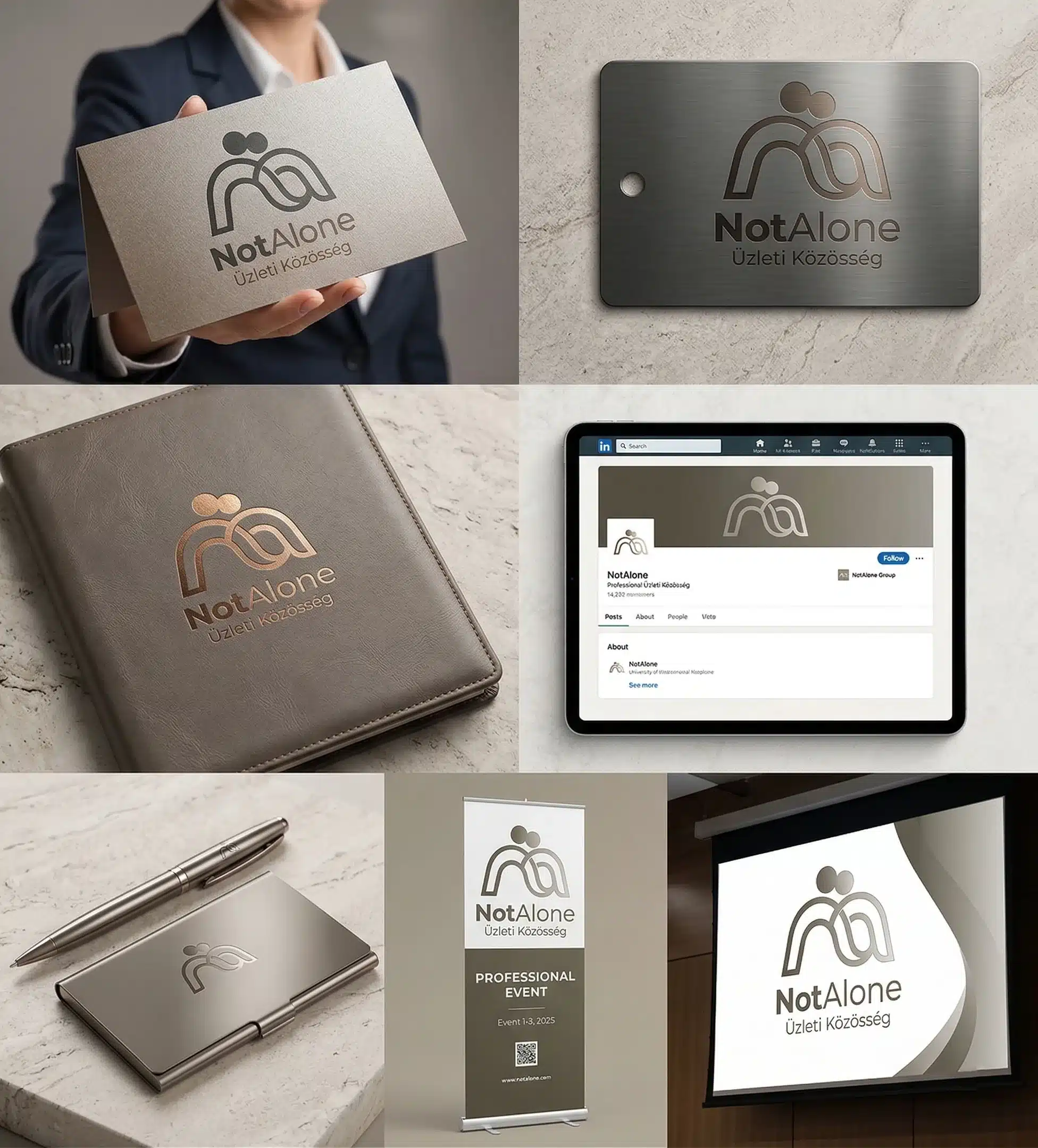NotAlone támogató közösség logóterv - branding - arculat